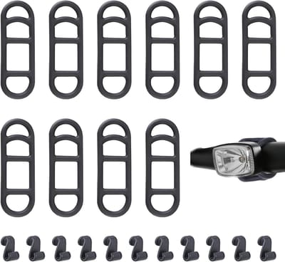 Set van 20 Fietslamp Bevestigingen, 10 Siliconen Fietspalen, 10 Haakclips en Rubberbanden voor LED Fietslampen en Fietslamp Montage met Handvat