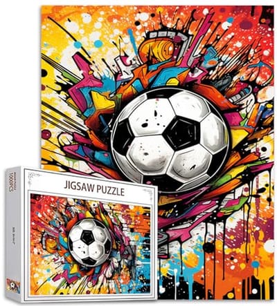 Voetbalpuzzel voor volwassenen, 1000 stukjes, graffiti, voetbalschilderij, bal, sport, zwart-witte bal, doe-het-zelf, knutselen, magische puzzel, kunst, slaapkamer, decoratie