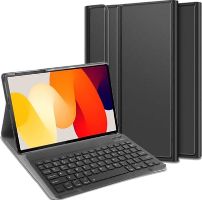 Cazy tablet Hoes met Toetsenbord geschikt voor Xiaomi Redmi Pad SE - QWERTY Bluetooth Keyboard Case - Zwart