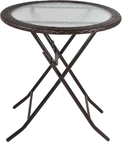 Tuintafel Rond - Klaptafel Bistro - Buiten Zitten - Rotan Decor - Ø 68 cm - Bruin
