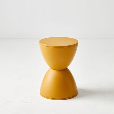 Ronde voetenbank - Ottomaan krukje - Voeten rusten - Stijlvolle uitstraling - 30x43cm - Geel