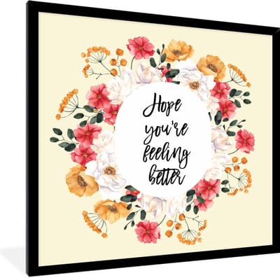 Fotolijst incl. Poster - Sterkte - Quotes - Plant - Hope - 40x40 cm - Posterlijst