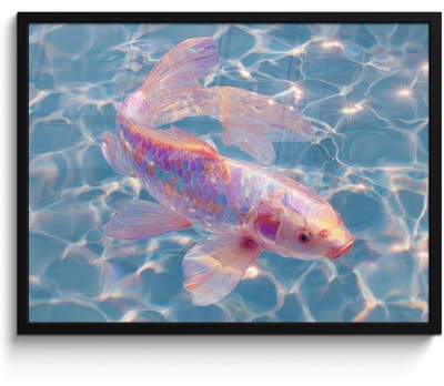 Poster in lijst - Fotolijst 70x50 cm - Posters - Vis - Water - Blauw - Licht - Posterlijst zwart - Decoratie - Wanddecoratie woonkamer - Muurdecoratie slaapkamer