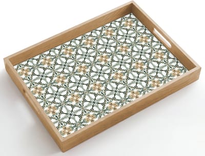 Dienblad hout 50x35 cm - Schootdienblad - Floraal - Verweerd - Keurrijk - Borrelplank rechthoek - Plateau dienbladen