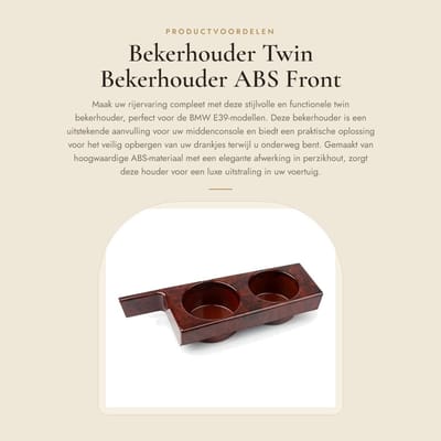 Dailygoods- Bekerhouder Auto - ABS - Geschikt voor B-M-W 525i/528i/530i/540i/M5 - Middenconsole - Perzikhout/Koolstofvezel - Totale grootte 26*7.5cm - Autobekerhouder
