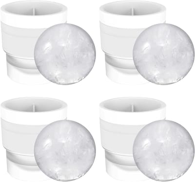 Set van 4 ronde siliconen ijsvormpjes, diameter 6 cm, herbruikbaar, BPA-vrij, Geschikt voor bier, cocktails, whisky, wijn en andere dranken