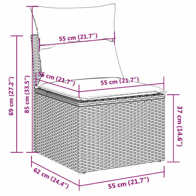 vidaXL - 13-delige - Loungeset - met - kussens - poly - rattan - beige