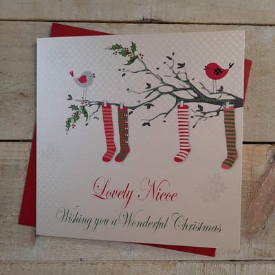 Handgemaakte Kerstkaart voor Lieve Nicht - Mooie Wensen met Ophangdecoratie