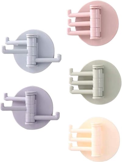 Wandhaak Keuken Creatieve Wandhaken - 5 Stuks Badkamer Draaihaken Muurklevende Zelfklevende Haken Niet-boren Kleerhanger Gratis Ponsdeur Organizer Haken