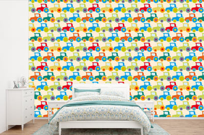 Behang - Fotobehang Patronen - Trekker - Kleuren - Jongetje - Jongens - Kinderen - Kids - Breedte 360 cm x hoogte 240 cm