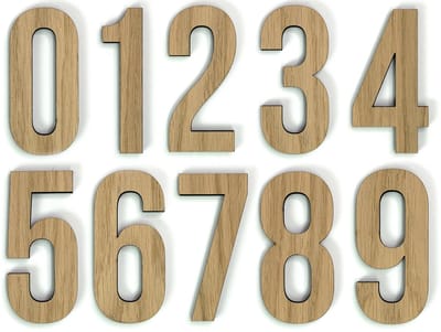 Houten cijfer 0 t/m 9 - 10 cm hoog