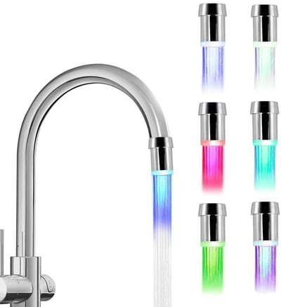 longziming -LED Kraanlamp - Watergedreven Licht - Badkameraccessoire - 7 Kleuren Automatische Wisseling - Zelfaandrijvend Systeem - ABS Materiaal - Corrosiebestendig Oppervlak - Kindvriendelijke Hygiëne Stimulatie - 2 Stuk