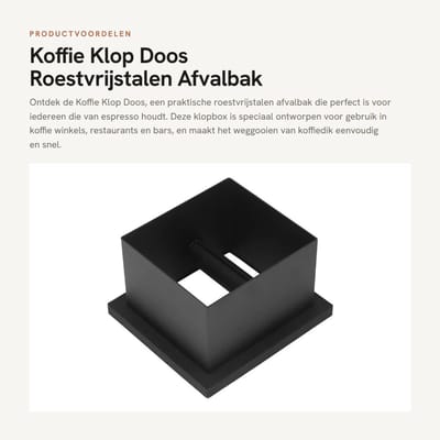 Dailygoods- Klopdoos Roestvrij Staal - Afvalbak voor Koffiedik - Espresso Klopbox - Compostbak - Ergonomisch Ontwerp - Compact Formaat