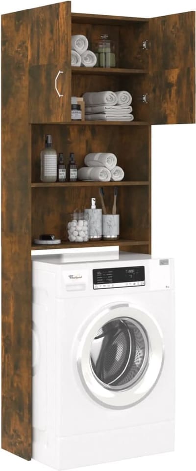 Wasmachine ombouw - Kast - Opbouwmeubel - Verhoger - Wasmachine meubel - Opbergkast - Hout - Gerookt Eiken