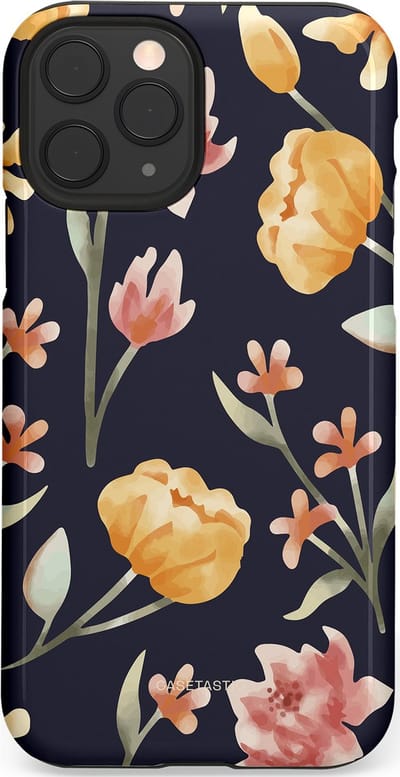 Casetastic Hoesje Geschikt voor Apple iPhone 11 Pro - Stijlvolle Beschermende Duo-layer Case - Bloemen Nacht