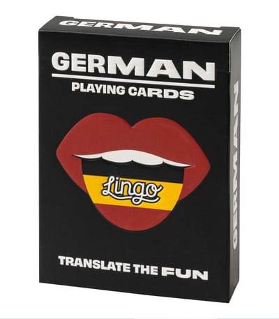 Lingo- Duitse speelkaarten- playingcards- talen leren- German- jong en oud- Duitse woordenschat- woordenschat- Leer Duitse woordenschat op een leuke en gemakkelijke manier- 52 essentiële vertalingen- Leren- reizen- spelen