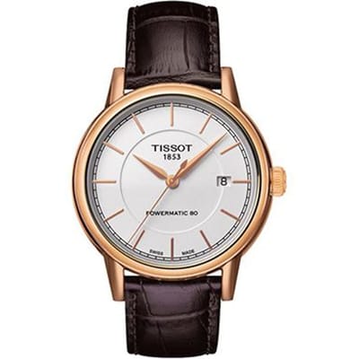 Tissot Carson Serie Automatisch Mechanisch Uurwerk Rosé Goud Leren Band Mechanisch Horloge Herenhorloges Wit Staal T085.407.36.011.00 White Dial Belt white