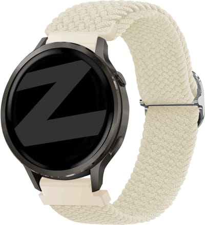 Bandz gevlochten nylon bandje (18mm) - Geschikt voor Garmin Vivoactive 4s / Vivomove 3s / Venu 2s / Venu 3s / Forerunner 255s / Forerunner 265s / Venu 4 - 41mm - Sterrenlicht