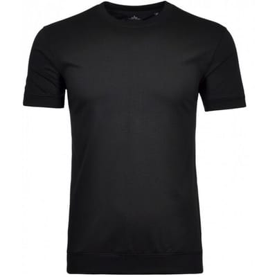 Ragman T-Shirt Uni Round Neck Pima Cotton with Cuffs Zwart / male