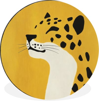 WallCircle - Wandcirkel - Muurcirkel - Cheetah - Illustratie - Geel - Aluminium - Dibond - 30x30 cm - Binnen en Buiten