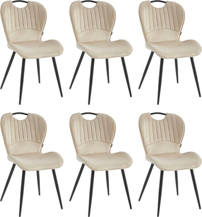 Colenis® - Alico Eetkamerstoel - Set Van 6 - Beige - Velvet - Design