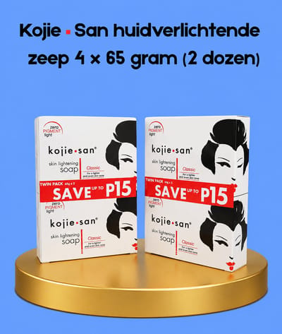Kojie San Skin Lightening Soap – 4×65 g (2 dozen) – Verhelderende & Hydraterende Zeepset – Helpt Donkere Vlekken te verminderen, Egaliseert de Huidtint & Hydrateert Intensief – Voor een Gladde, Stralende & Gezonde Huid