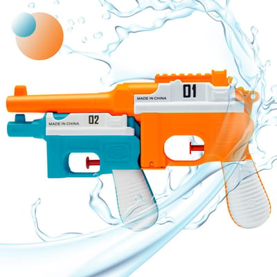 Pistolet à eau Mauser 2 en 1 détachable, Jouet d'été pour extérieur, plage, piscine avec compartiment de rangement secret, Cadeau d'anniversaire pour enfants orange