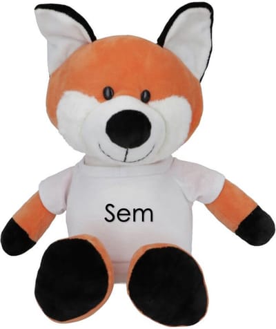 pluche met naam - vos met naam - 23 cm - knuffelplezier - cadeau- kraamcadeau - verjaardagscadeau