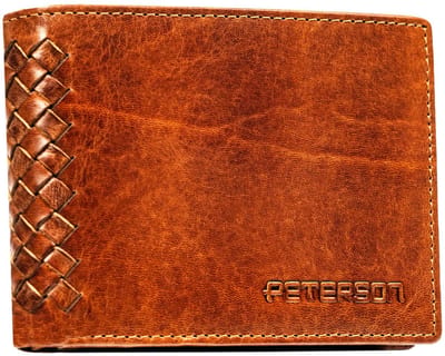 Peterson RFID - Leren portemonnee - Bruin - 12 Compartimenten - Handgemaakte Details