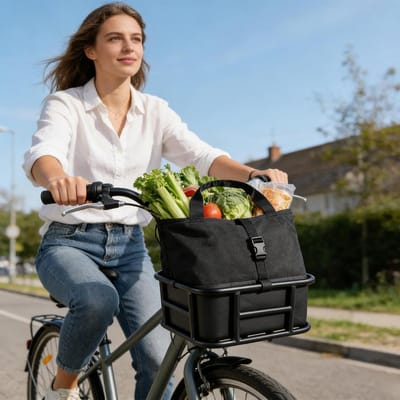 Fietsmand Waterdicht - Fietstas Achter - Boodschappen Vervoeren - Met Voeringstas - 36 x 33 x 17 cm - Zwart