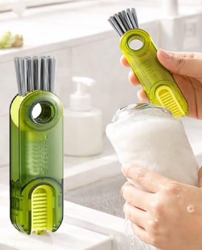 3-in-1 Multifunctionele Reinigingsborstel – Groen – 360° Draaibare Flessenborstel & Keukenborstel – Hittebestendig tot 80°C