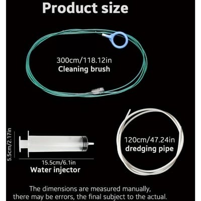 1 Ensemble, Kit d'Outils de Nettoyage Polyvalent pour Trous d'Évacuation, Comprend Injecteur d'Eau + Brosse Souple POM de 3 mètres + Outil Flexible pour Déboucher les Trous d'Évacuation des Toits Ouvrants