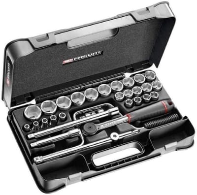 Steeksleutelset Metrisch - Dopsleutel Ratel - Auto Onderhoud - 30 Delig - 1/2 Inch - Zilver