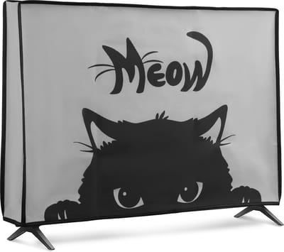 kwmobile tv hoes voor 49-50" TV cover - Beschermhoes voor televisie - Voor binnengebruik - Kat Meow design in grijs / zwart