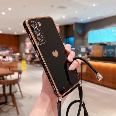 Crossbody Strap Koord Telefoonhoesje Voor Samsung Galaxy S25 S23 S24 Ultra S24 FE A35 A15 A16 A55 A54 5G Plating Hart Koord Cover For Samsung S24Ultra