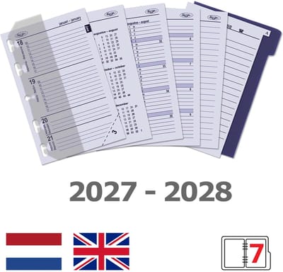 Kalpa 6347-27-28 104 x 68 mm mini Planner Organizer Inzetstukken Jaardoos NL 2027 2028