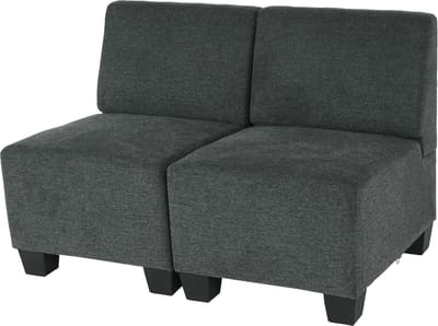 Modulaire 2-zits bank Lyon, stof/textiel ~ antracietgrijs, zonder armleuningen