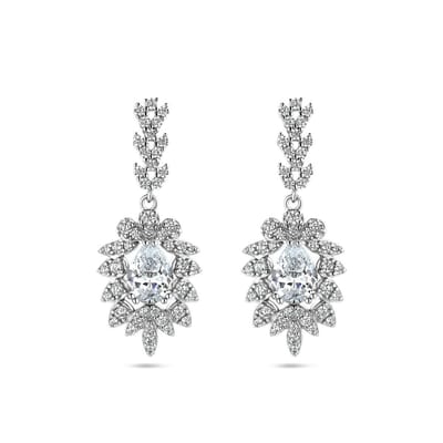 Zilver Gerhodineerd Oorhangers Zirkonia 1337674