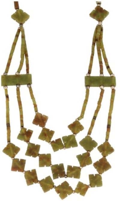 Jade bohemian ketting 3-streng klaver licht