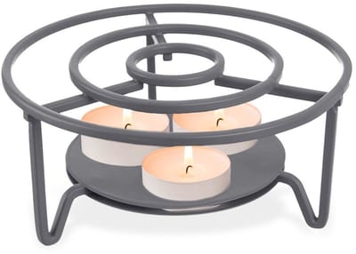 Orion Grijs Metaal Theelicht Kaars Voedsel en Theepot Warmer 16,5 cm