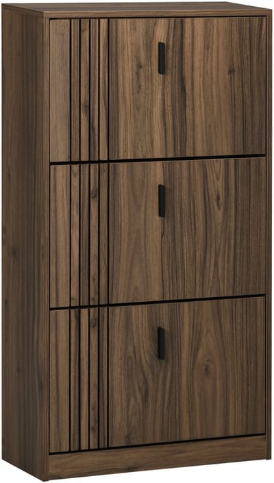 HOMCOM-Opklapbare schoenenkast-Panneaux de particules-63x24x117cm-Noyer foncé