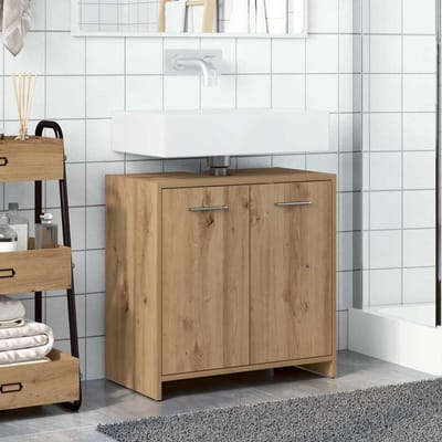 vidaXL - Wastafelkast - 60x33x60 - cm - bewerkt - hout - artisanaal - eikenkleurig