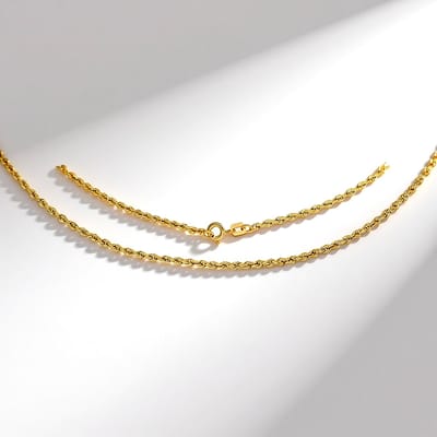 Cavill - 9K Geel Gouden Halsketting - 375 Karaat - 45 cm Touwontwerp - Elegante Damesketting - Karabijnsluiting - Luxe Gouden Ketting