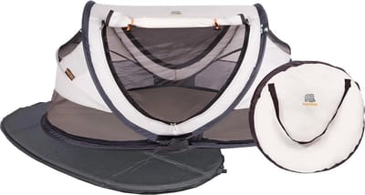 Luxe reisbed met matras voor baby's vanaf de geboorte tot 4 jaar - Pop Up babybed tent - snel opgezet - incl. klamboe en reistas - 136x84x62cm (Cream)