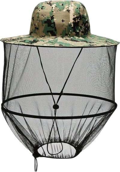 Nivard Zonnehoed - Reishoed - UV Beschermende Hoed - Pet - Muggenhoed - Hoedje Voor Dames & Heren - Hoofdbescherming - Gezichtsmasker - Geblokte Camouflage