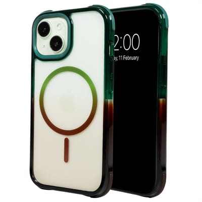 Selencia Hoesje - Geschikt voor Apple iPhone 15 - Gradient Backcover - Groen / Bruin