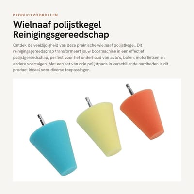 Dailygoods - Wielnaaf polijstkegel - Reinigingsgereedschap - Set van 3 hardheden - Polijstpad - Voor auto's en boten - Praktisch en veelzijdig