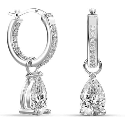 Damesoorbellen van 925 sterling zilver met druppelvormige cubic zirconia BIPE027