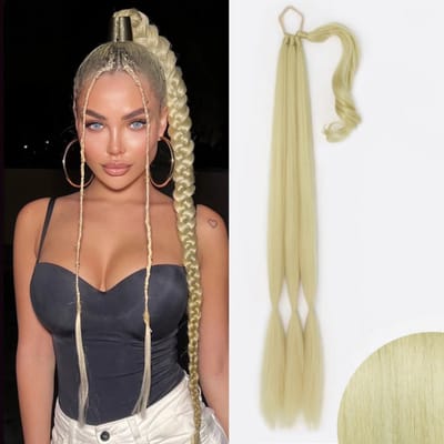 Ponytail haar extensions - Paardenstaart Dollsbeauty- Vlecht haar verlenging - Braided Ponytail - Wrap around Paardenstaart - Blond 613