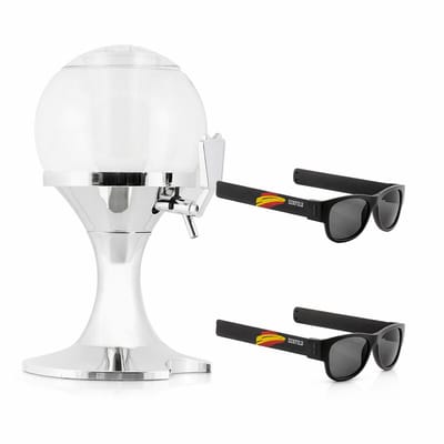 Pakket bierdispenser met koeling InnovaGoods en 2 oprolbare zonnebrillen Sunfold Spain Black